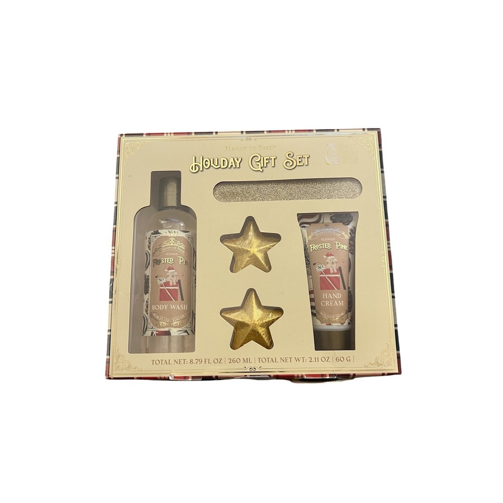 Maison De Base Holiday Gift Set Unisex OS Gold NEW Frosted Pine 5pc Bath Kit